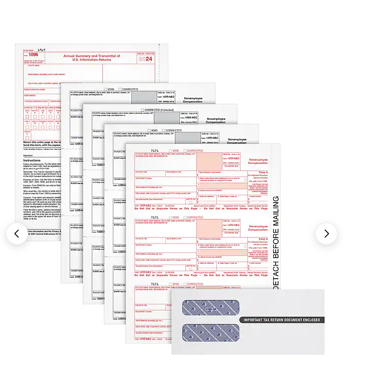 Adams 2024 1099-NEC 4-Part Laser/Inkject Tax Forms 50 Pack LNEC425Q, 2986502