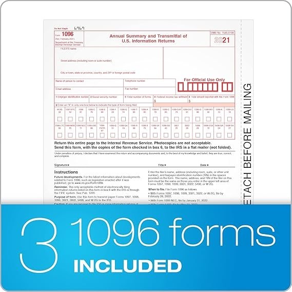 (10) TOPS 1099 MISC 2-UP FORMS + ADAMS 1099 NEC 3-UP CONTINUOUS TAX FORMS 2021