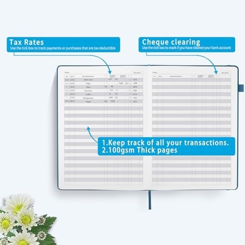 Personal Checkbook Register & Transaction Log Book, 7.6″ x 10.1″, Blue