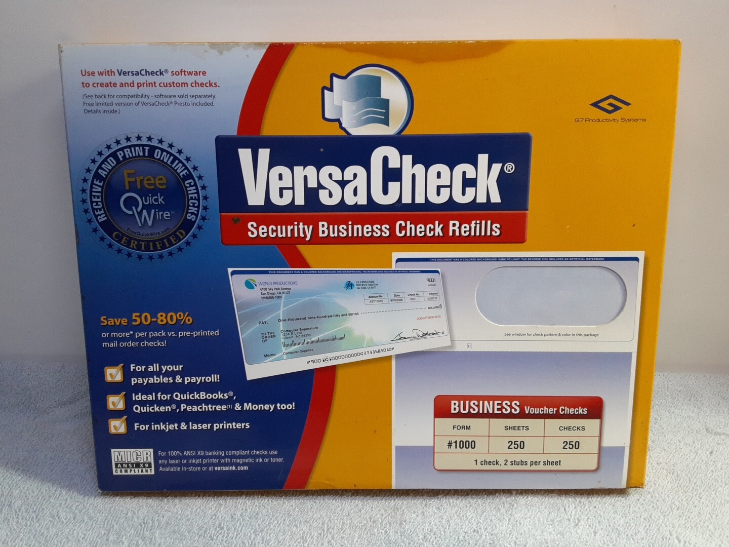 VersaCheck Security Business Check Refills: Form #1000~ Business Voucher Checks