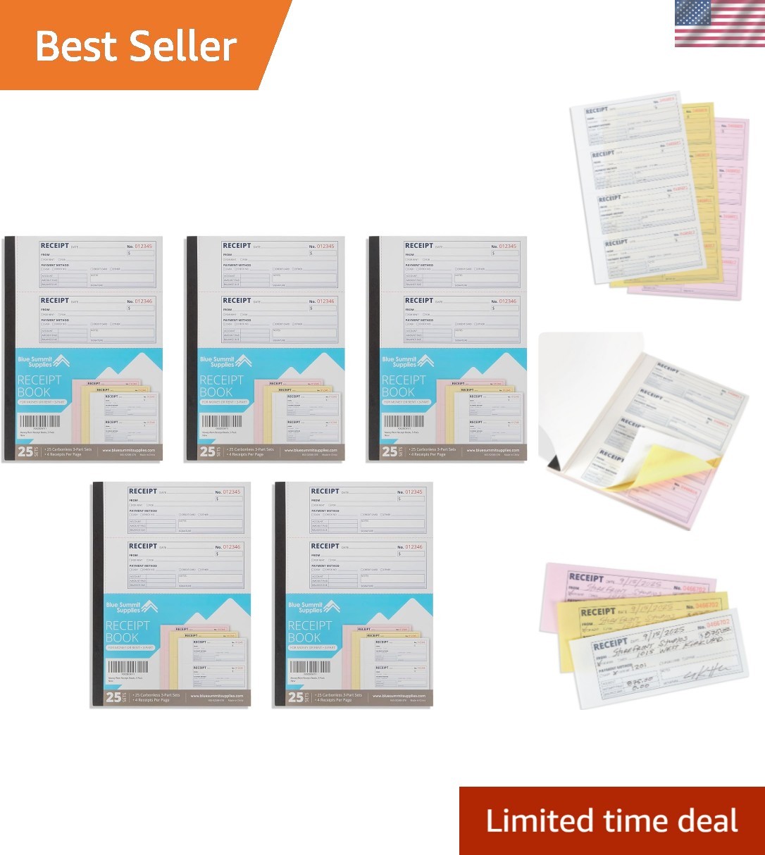 Organized Carbonless Rent Receipt Book with 500 Receipts, Perfect for Landlords