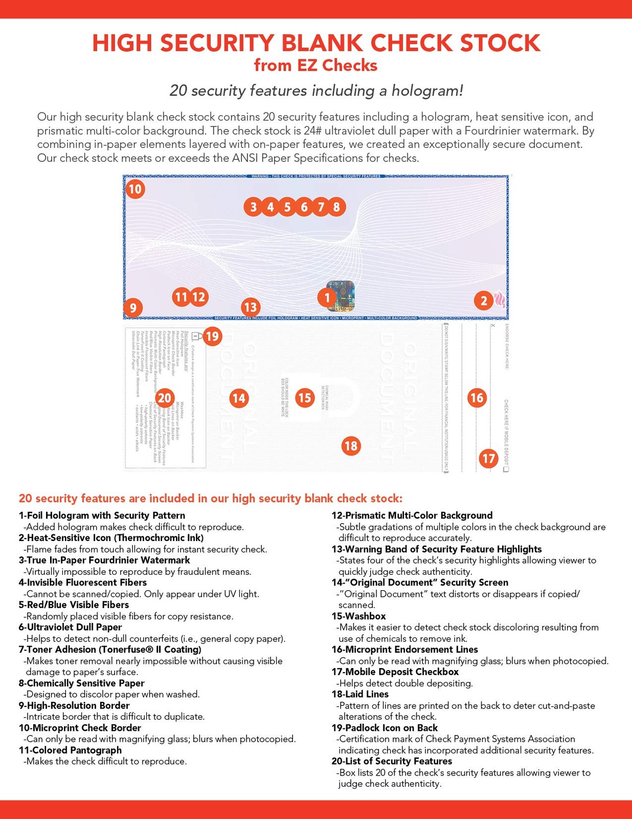 3 Checks Per Page Hologram High Security Laser Check Stock | 150 Sheets/450 C…