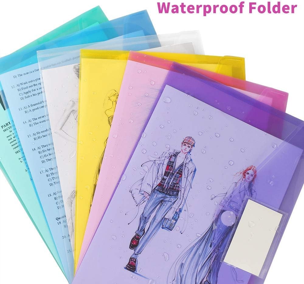 11 Pack Plastic Poly Filing Envelopes, Clear Document Folders US Multicolor