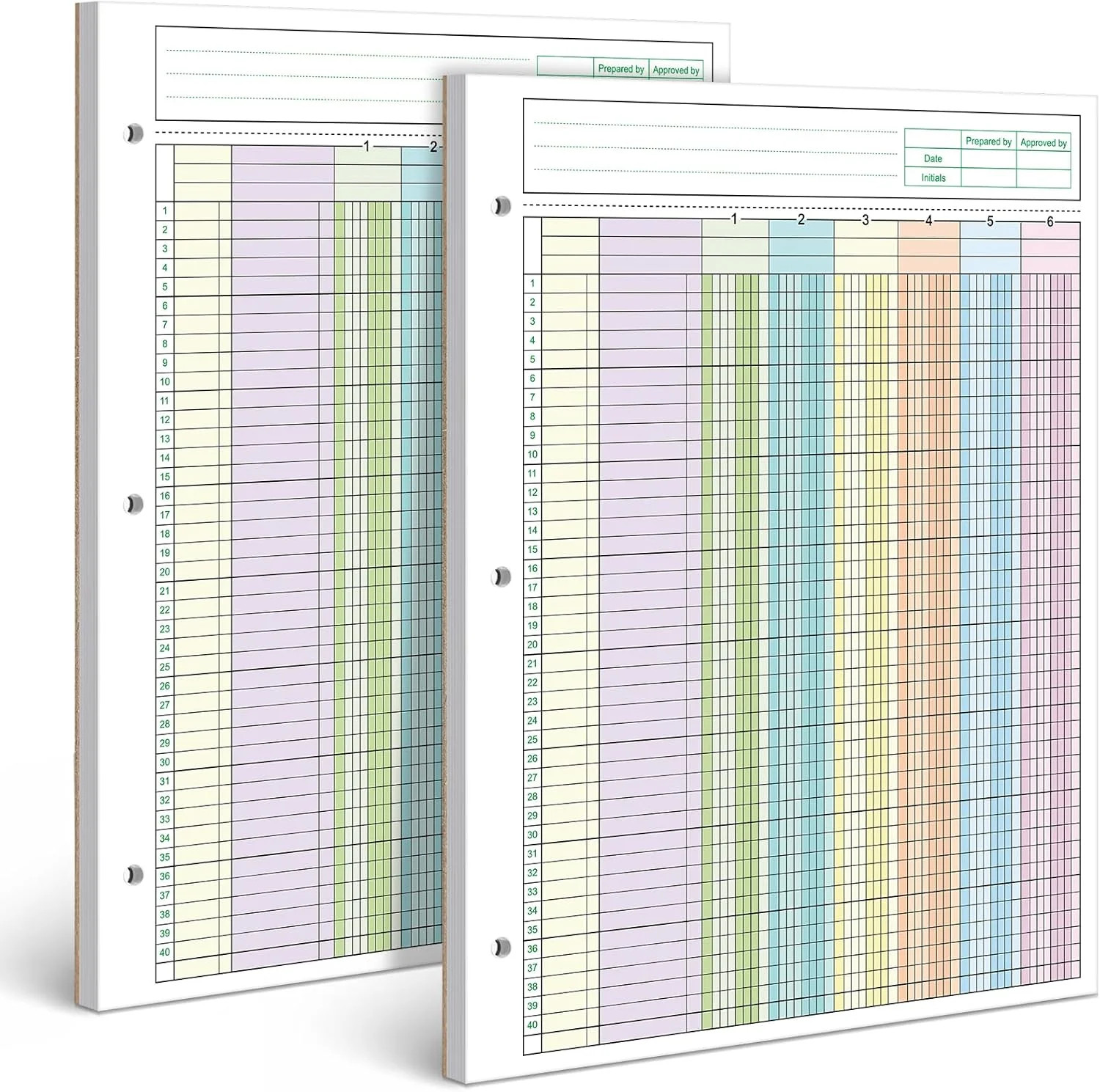 2 Pads 6 Column Ledger Book Colorful Analysis Pad 8.5″ x 11″ 100 Pages 6 Column