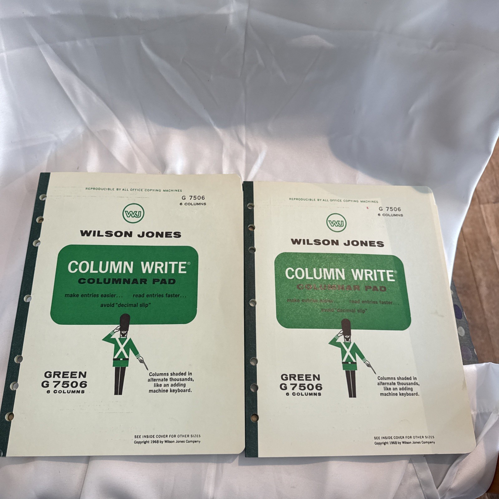 x2 Vtg Wilson Jones 6 Column Write Columnar Pad Green 11 x 8-1/2” G7506 Lot