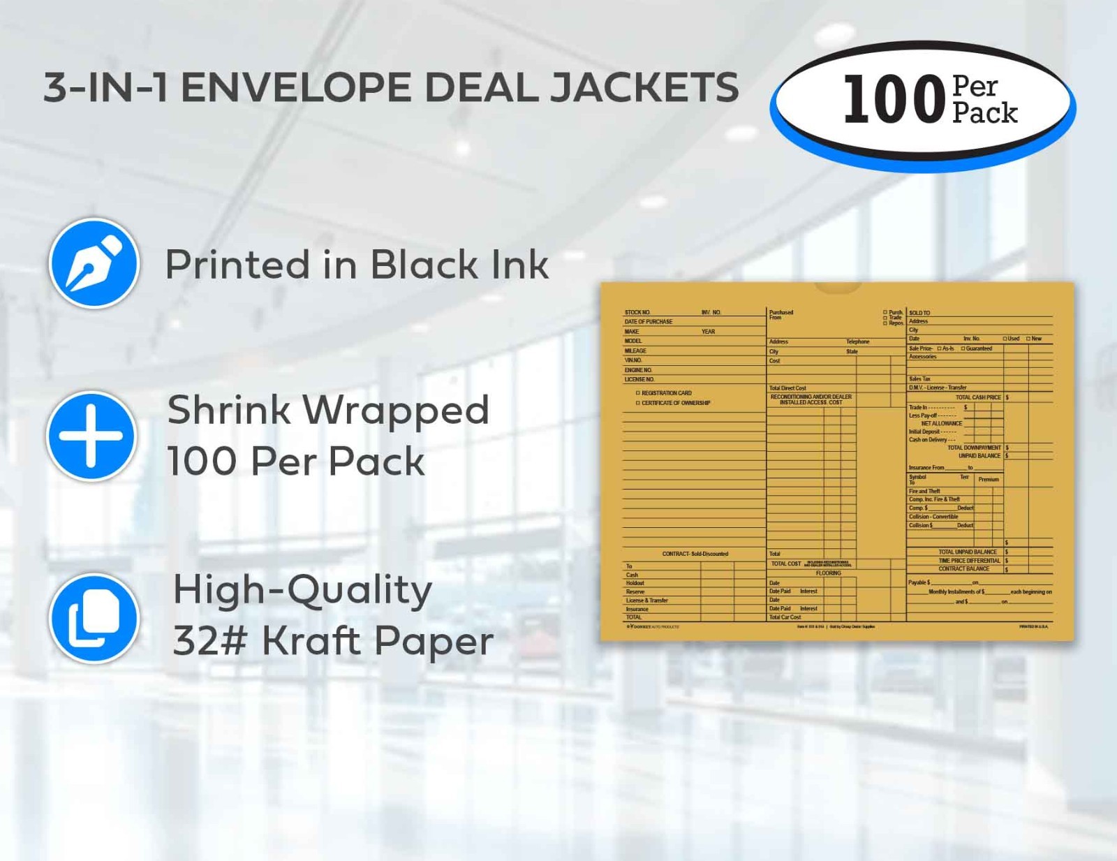 3-in-1 Deal Envelope Deal Jacket (Buff) (100 shrink wrapped) (Form # 237)