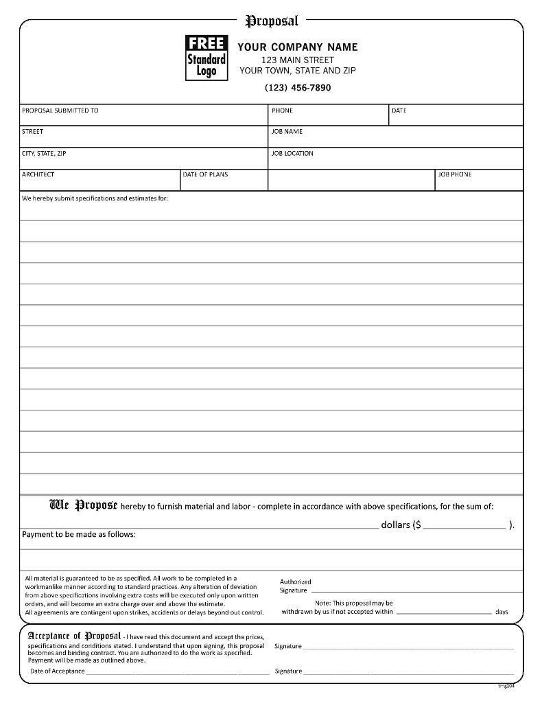 Business Proposal Forms / 3 Part Carbonless – 8.5 x 11 – TMG104