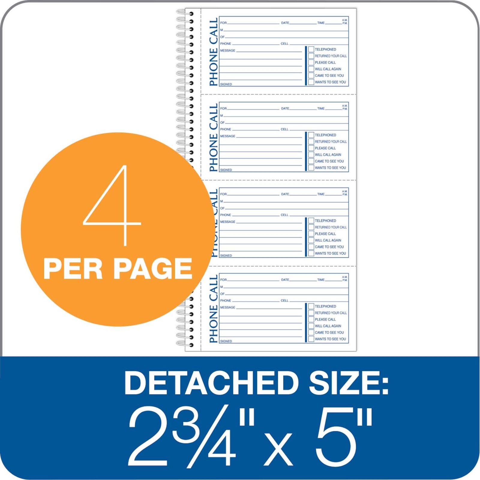 Tops Phone Message Pad Call Book, Carbonless Paper 2 Part, 2 3/4 X 5,