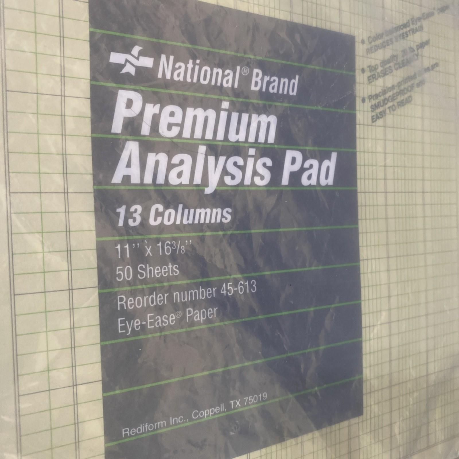 National Brand 45-613 Premium Analysis Pad, 13 Columns, 11 x 16-3/8″ 8 Pad Pack