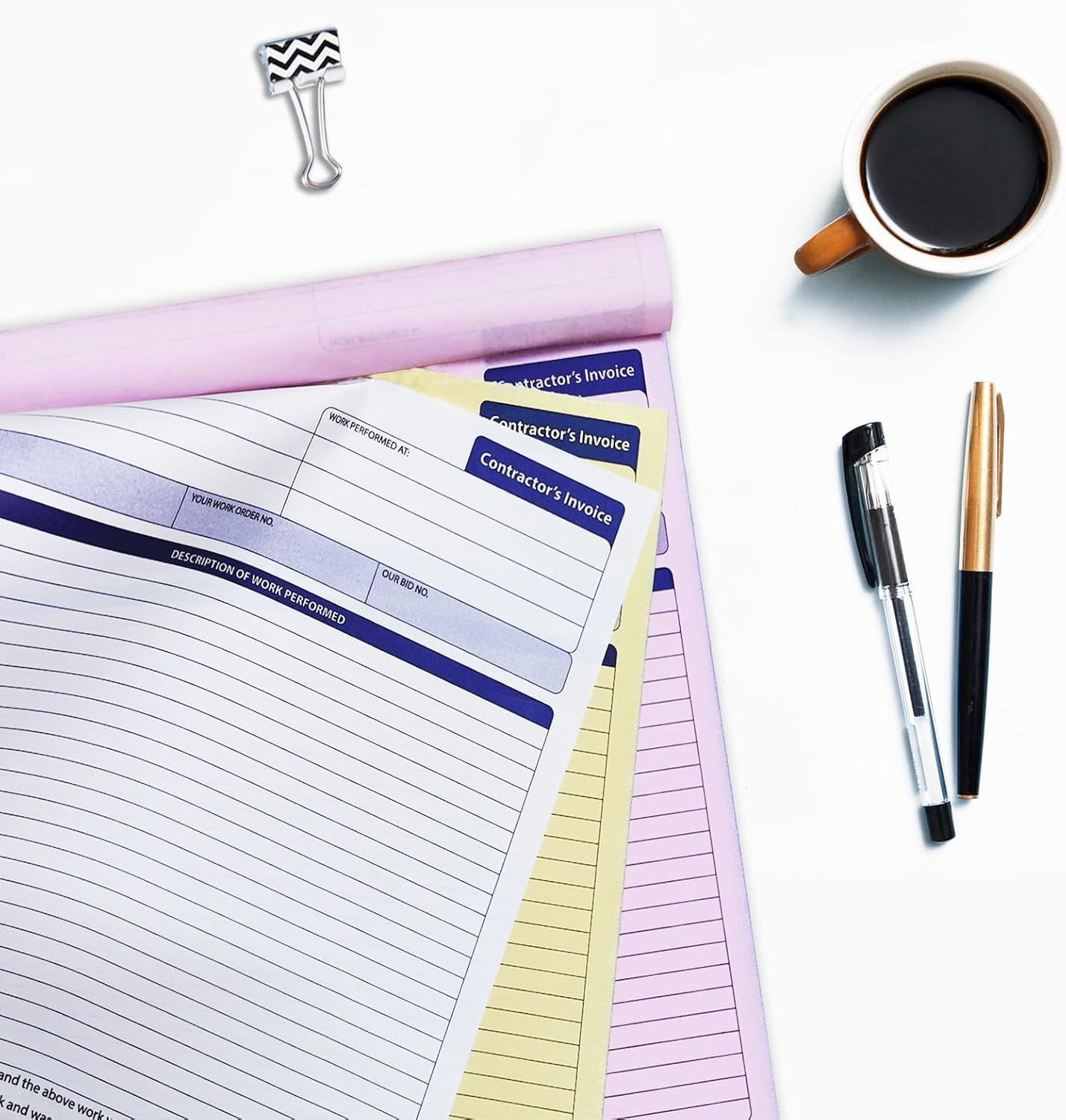 Contractor Invoice Book, 3 Part Carbonless Forms, Work Order Estimate Book