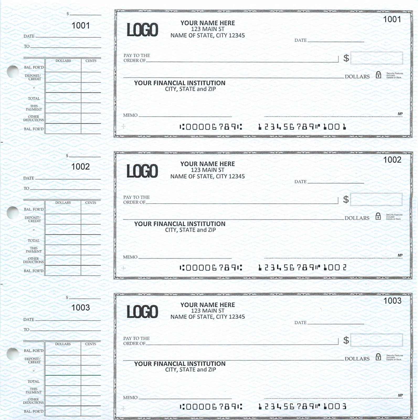 Manual checks desk checks 3 On A Page Compact Size Checks with Side-Tear Voucher