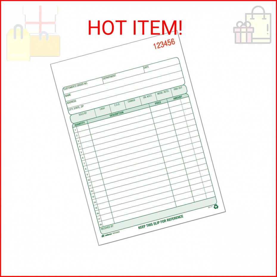 Adams Recycled All Purpose Sales Order Book, 2-Part Carbonless, White/Canary, 5-