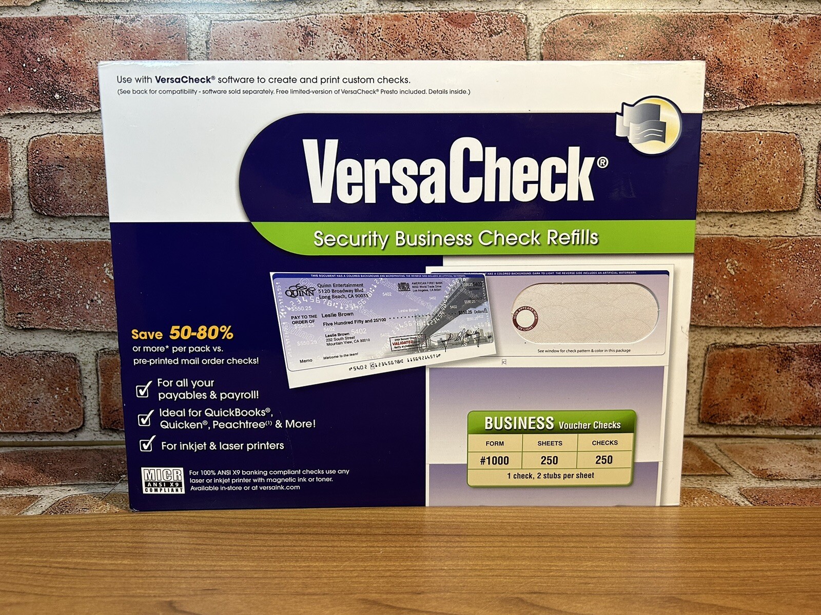 VersaCheck Security Business Check Refills ~ Business Voucher Checks Form #1000