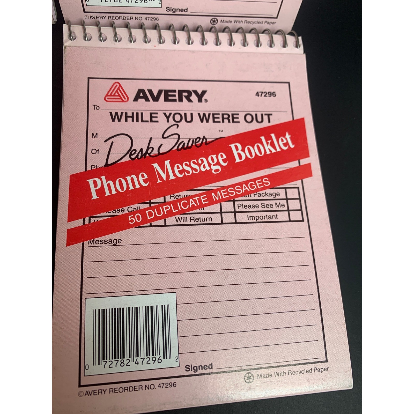 Vintage 4 Avery 47296 While You Were Out Phone Message Booklets Pink Retro 90s
