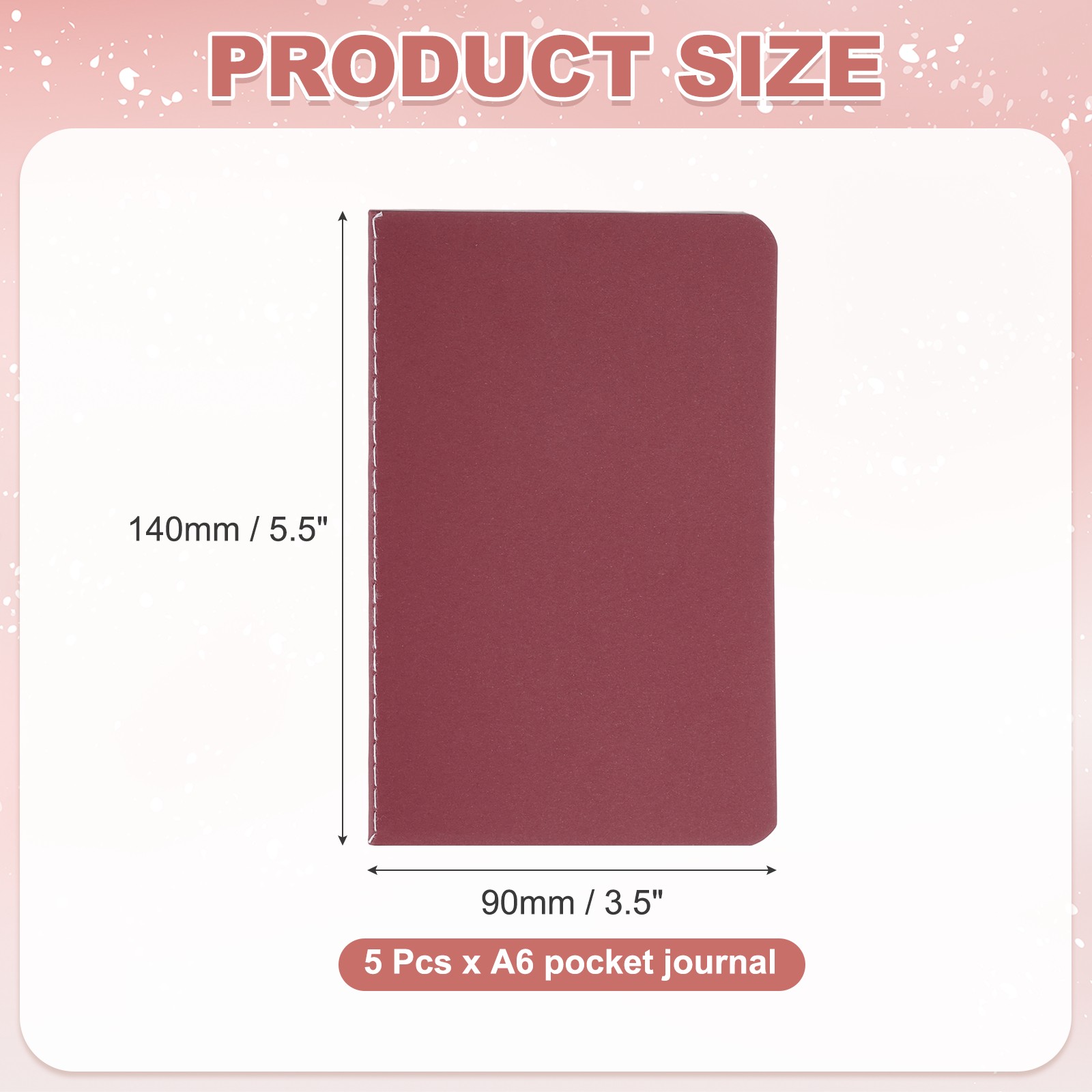 5 Pack A6 Notebook, A6 Journal Mini Notebook Pocket Kraft,Wine Red