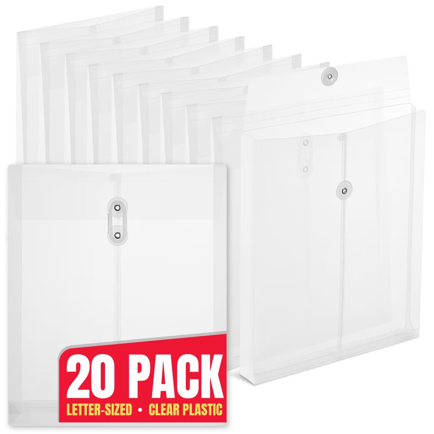 1InTheOffice Poly Envelopes with String Closure, Button and Transparent
