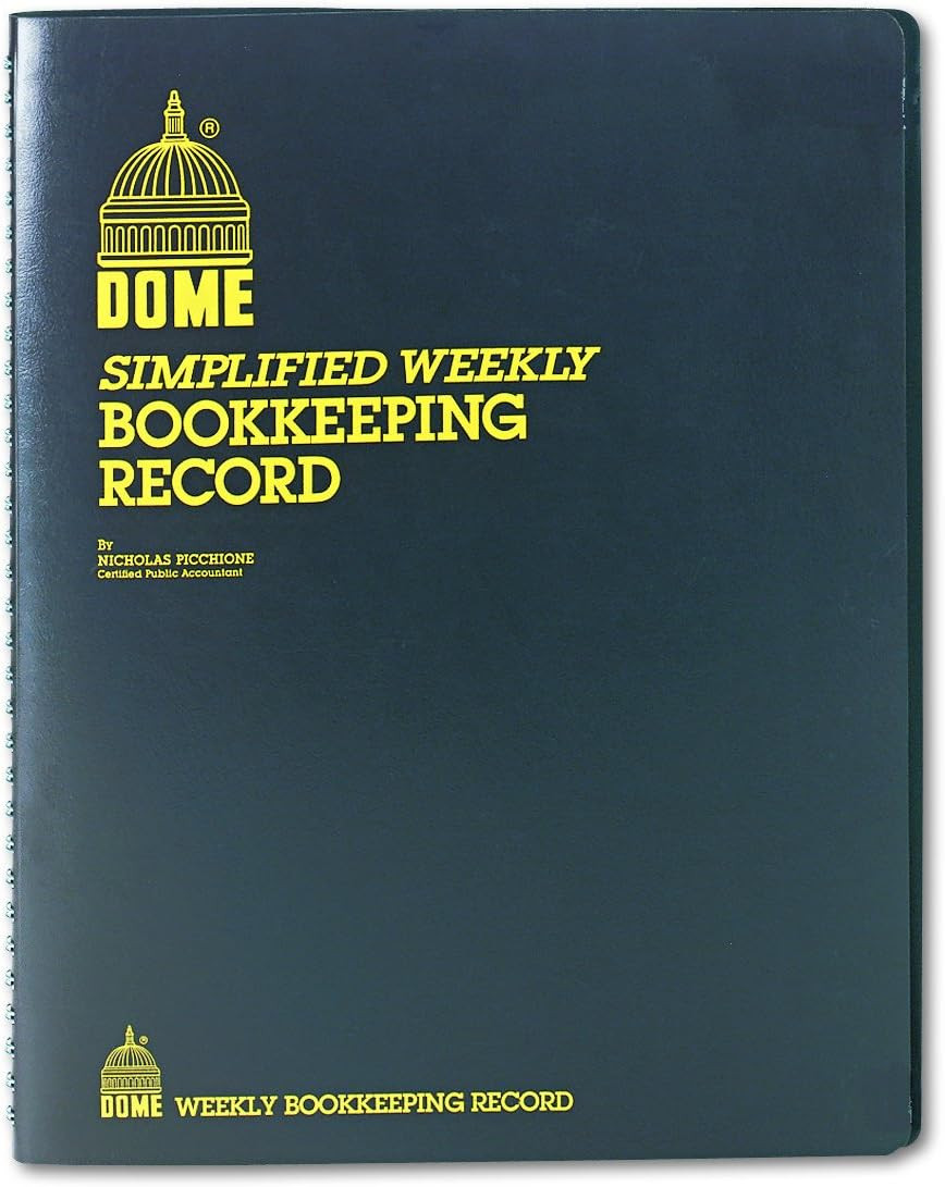 Dome DOM600 Bookkeeping Record Book Weekly 128 Pages 9 X11 Inches, Brown