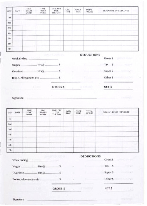 10 x Olympic Yearly Time and Pay Wages Book 32 Pages ATO Compliant A5 210x148mm