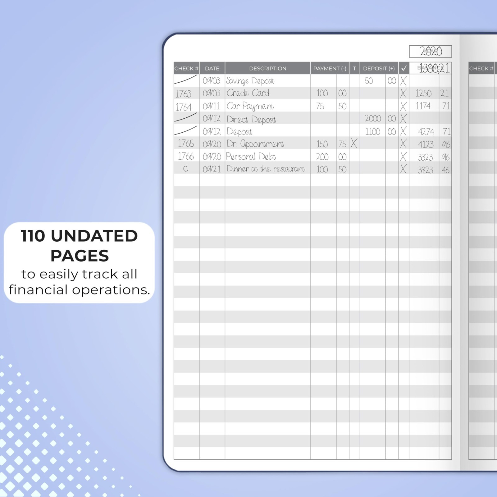 Deluxe Check Register Book – A5 Hardcover Accounting Ledger & Transaction Log –