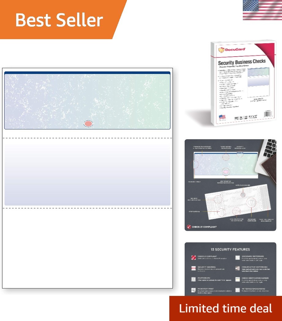 500 Blue/Green Business Checks with 13 Security Features – Eco-Friendly
