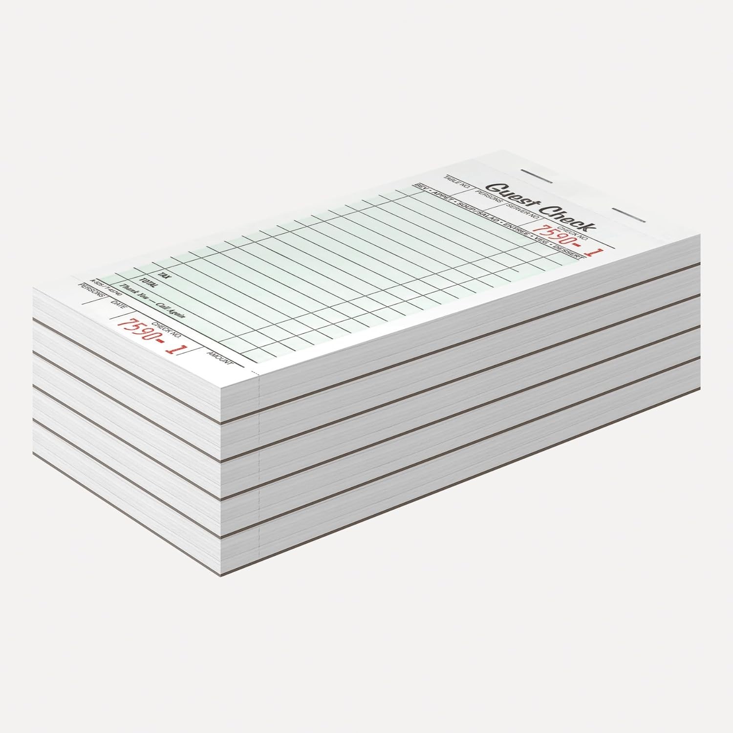 Guest Check Pads, Single Part, Perforated, White, 3-2/5″ x 6-3/4 “, 50 Sheets…