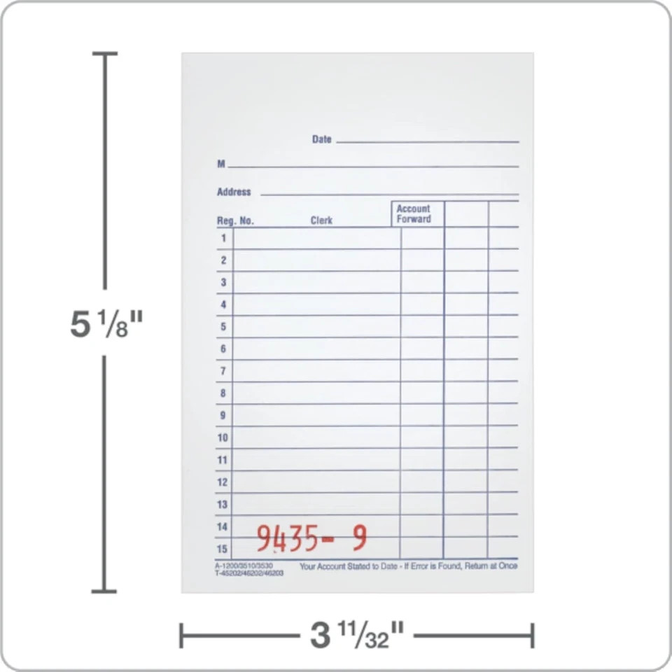 General Purpose Sales Book, 2-Part, Carbonless, White/Canary, 3-11/32 X 5-5/8, 5