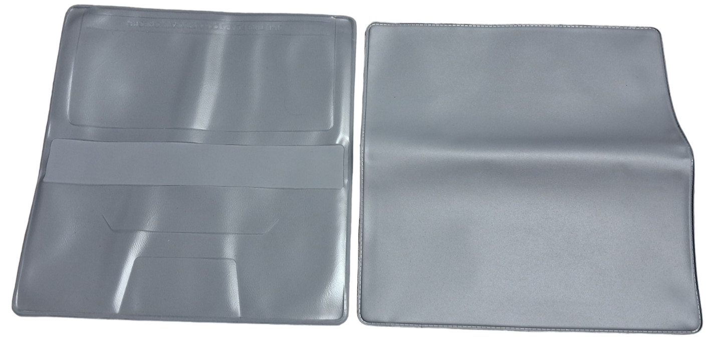 1 Gray Vinyl Checkbook Cover Standard Top Stub 6- 1/4″ x 3-3/8″ New