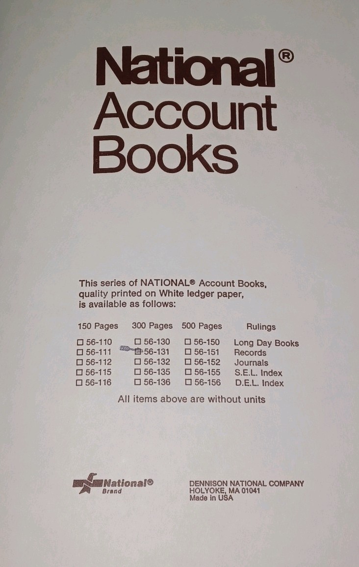 National Brand 56-131 Record Book, 300 Pages, 7-1/4 x 12-1/4″ NIB, 2 Books