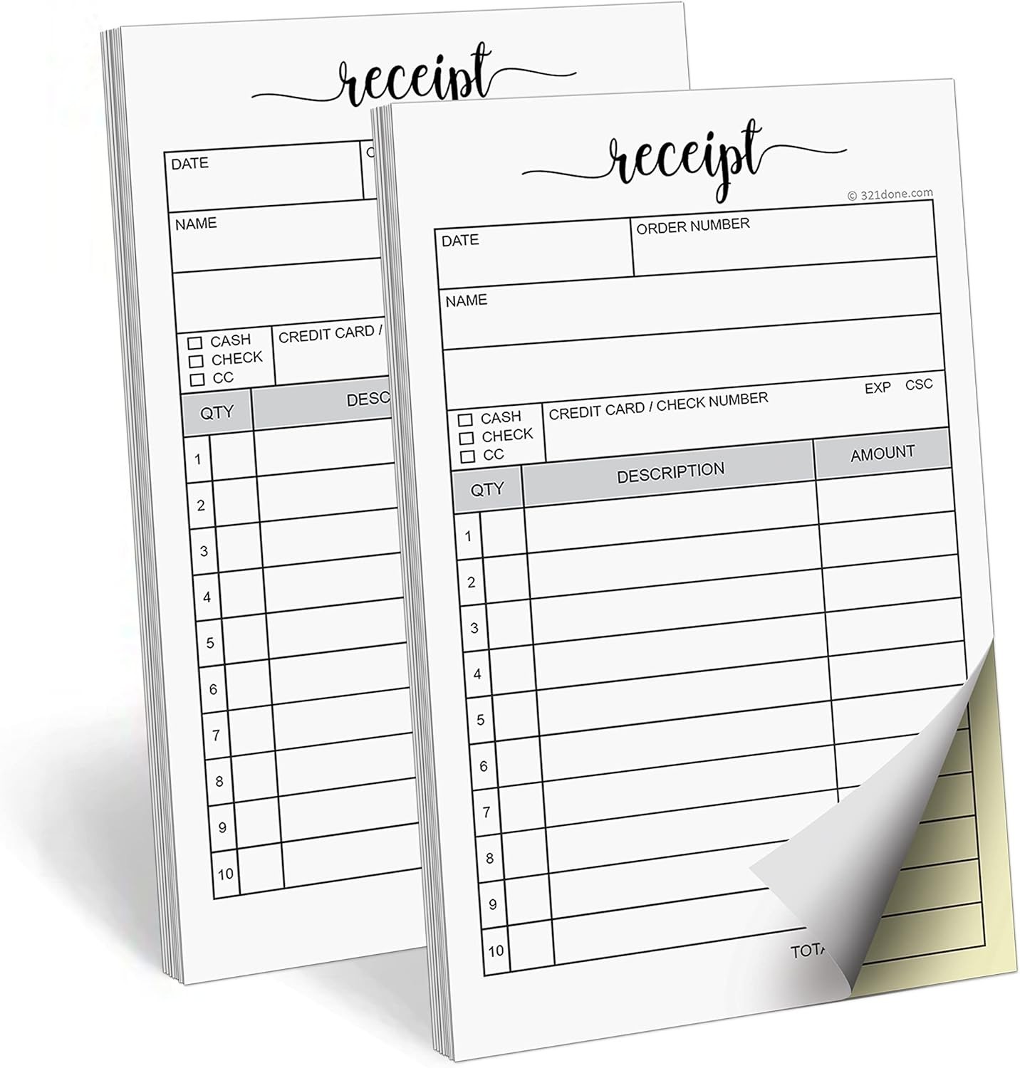Durable Carbon Copy Receipt Book – 100 Sharp Duplicates, Soft Cover, 2-Pack