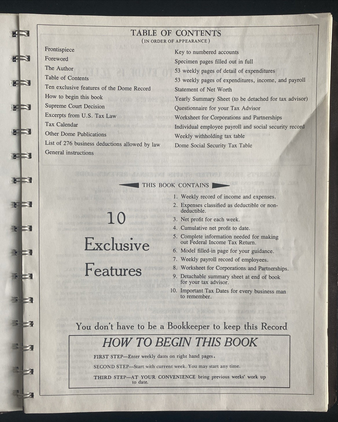 Vtg Dome Simplified Weekly Bookkeeping Record No 600 Vinyl Covers New, Unused
