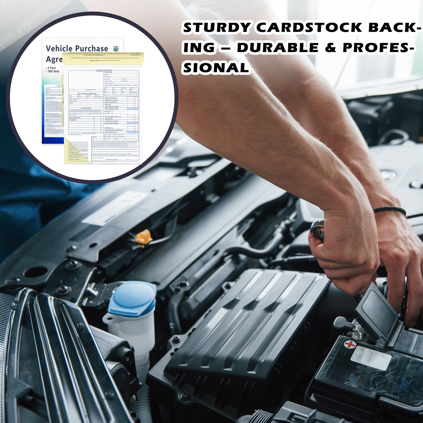 Vehicle Purchase Agreement Forms 2 Part Carbonless Copy Book 8.5 x 11 Blue