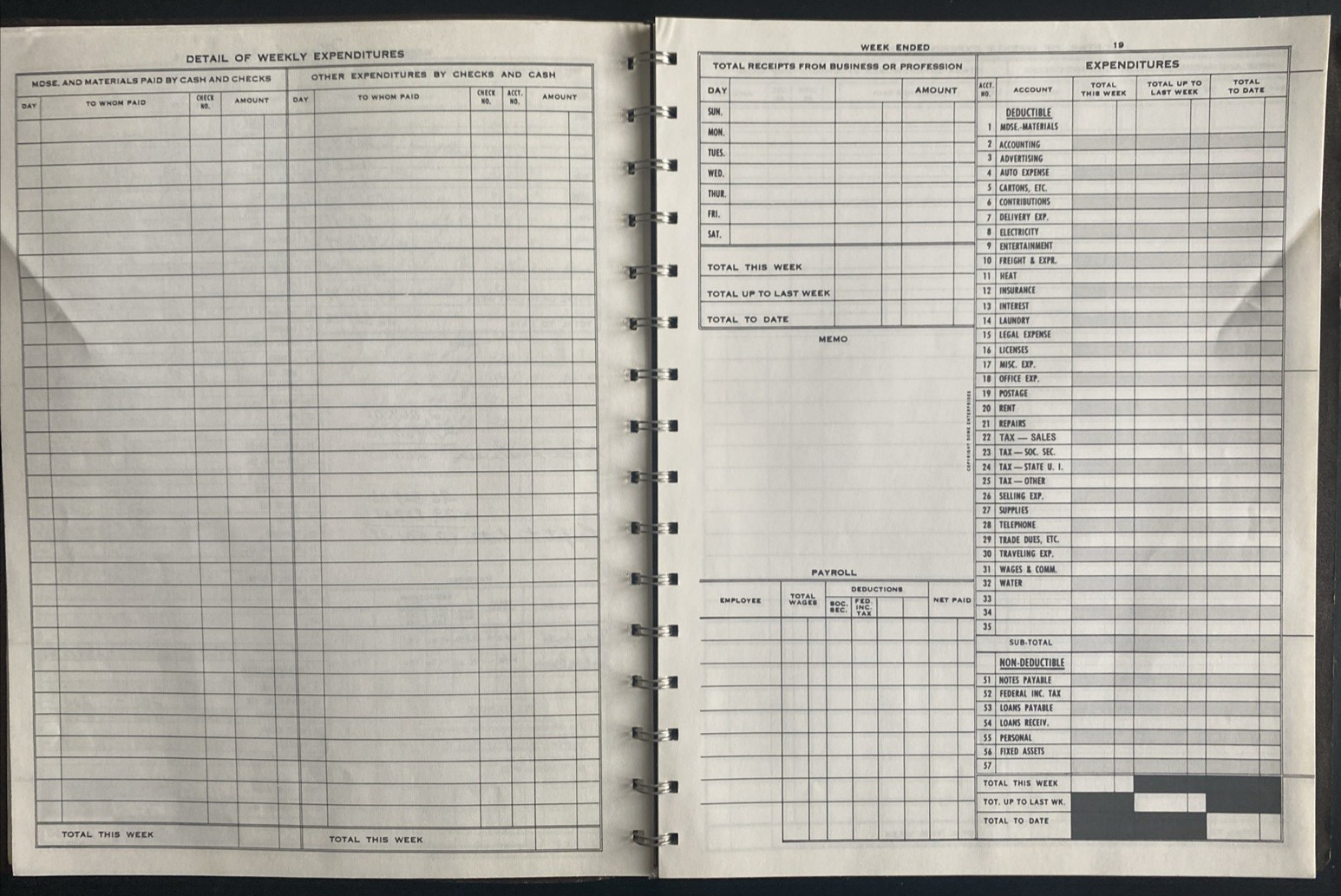 Vtg Dome Simplified Weekly Bookkeeping Record No 600 Vinyl Covers New, Unused
