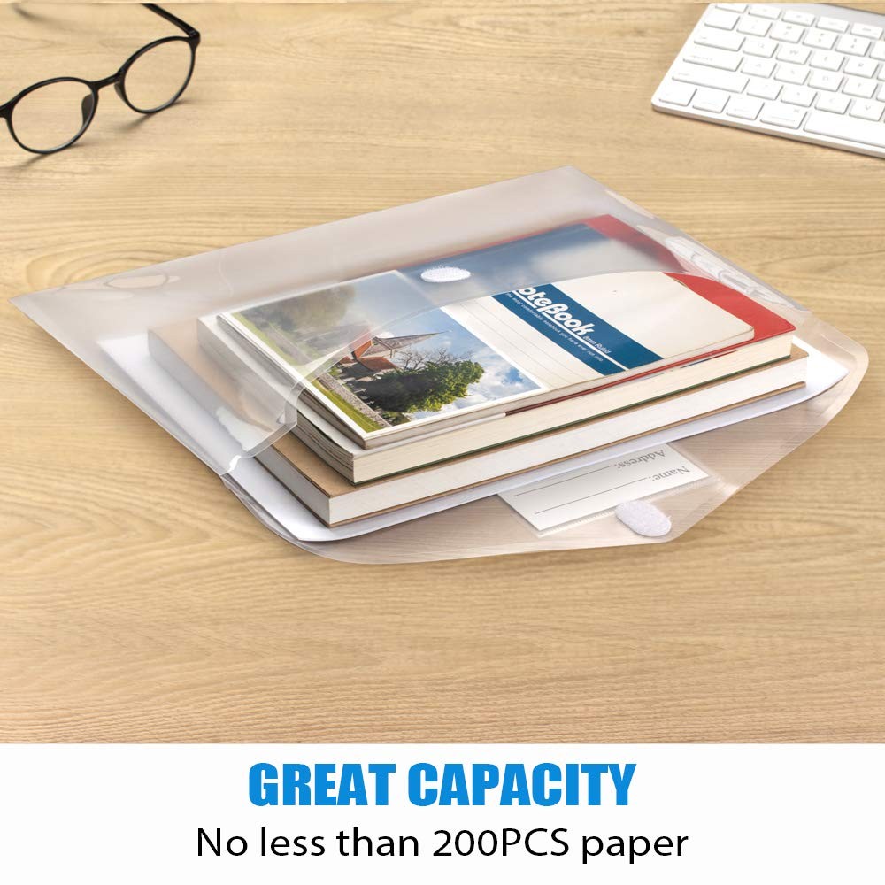 Sooez 10 Pack Plastic Envelopes File Folders, Clear Folder for Document