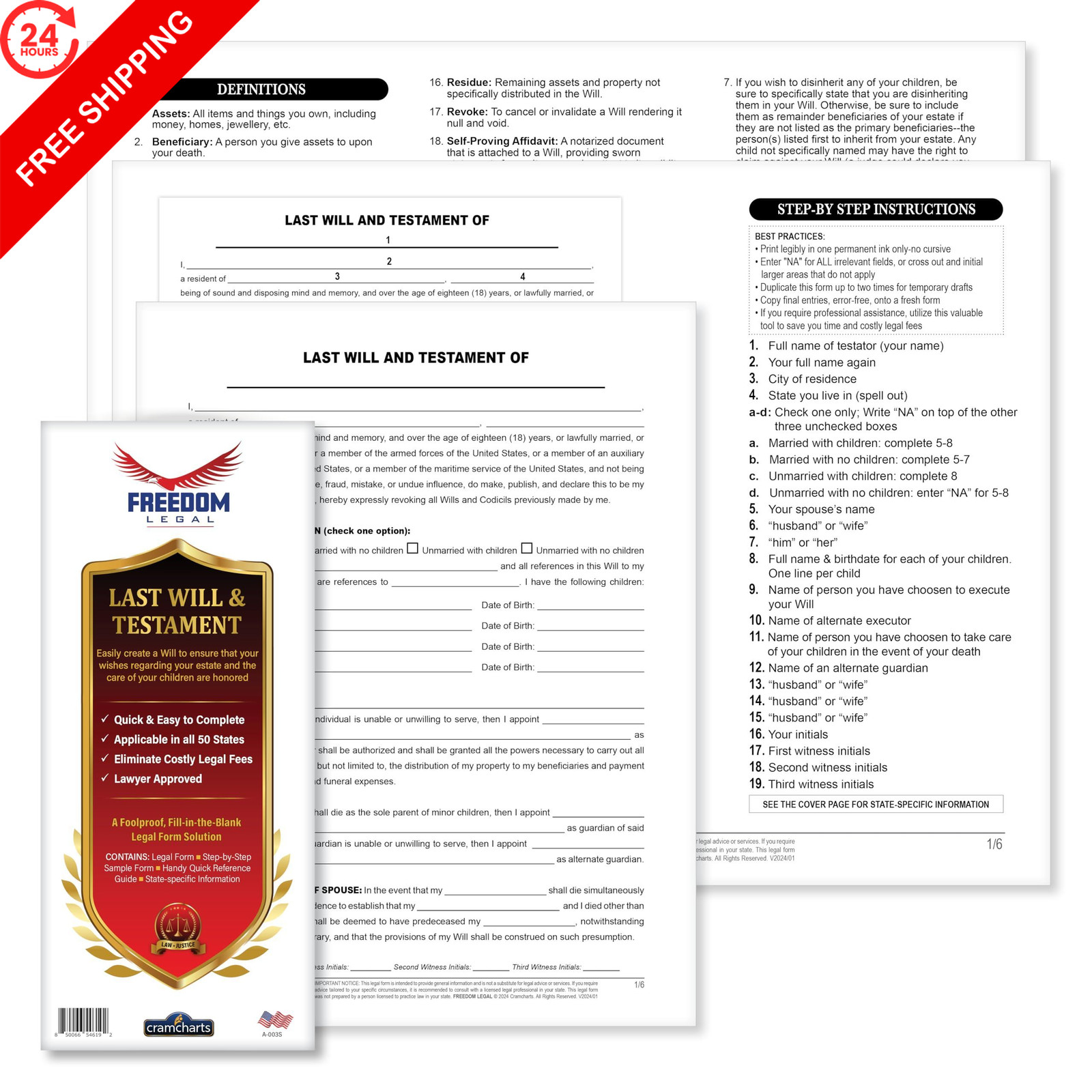 Family Legal Forms Kit – Will, Living Health Proxy & POA Docs