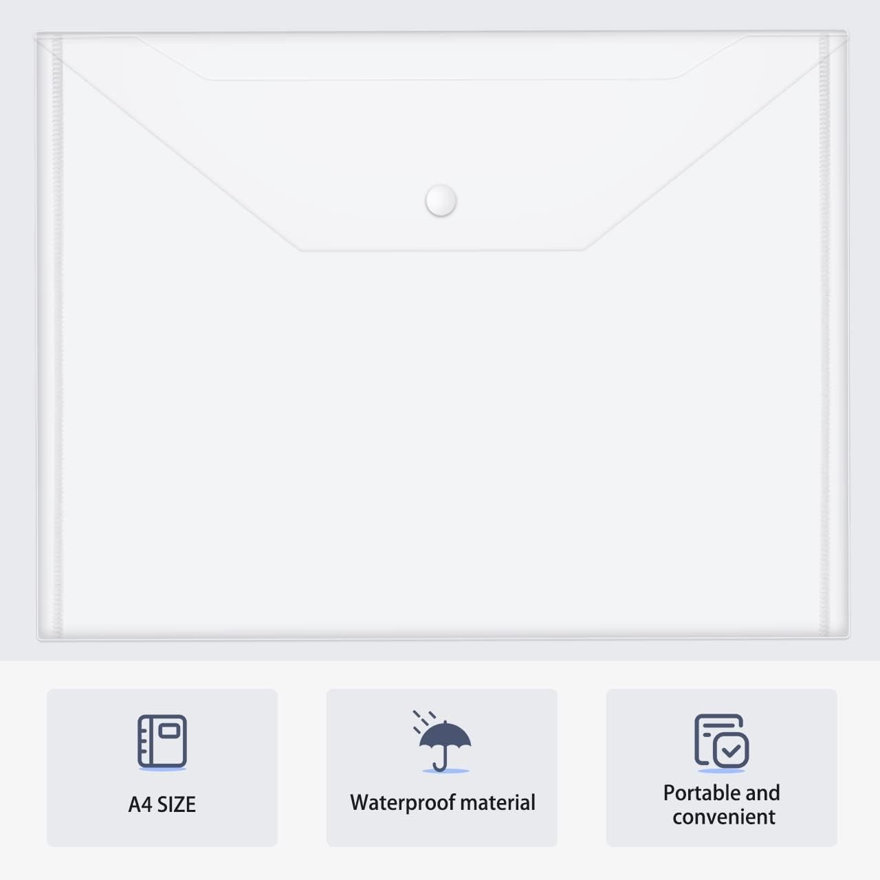 30pcs Plastic Envelopes, Clear Reusable Poly 12.79 in x 9.3 in, White