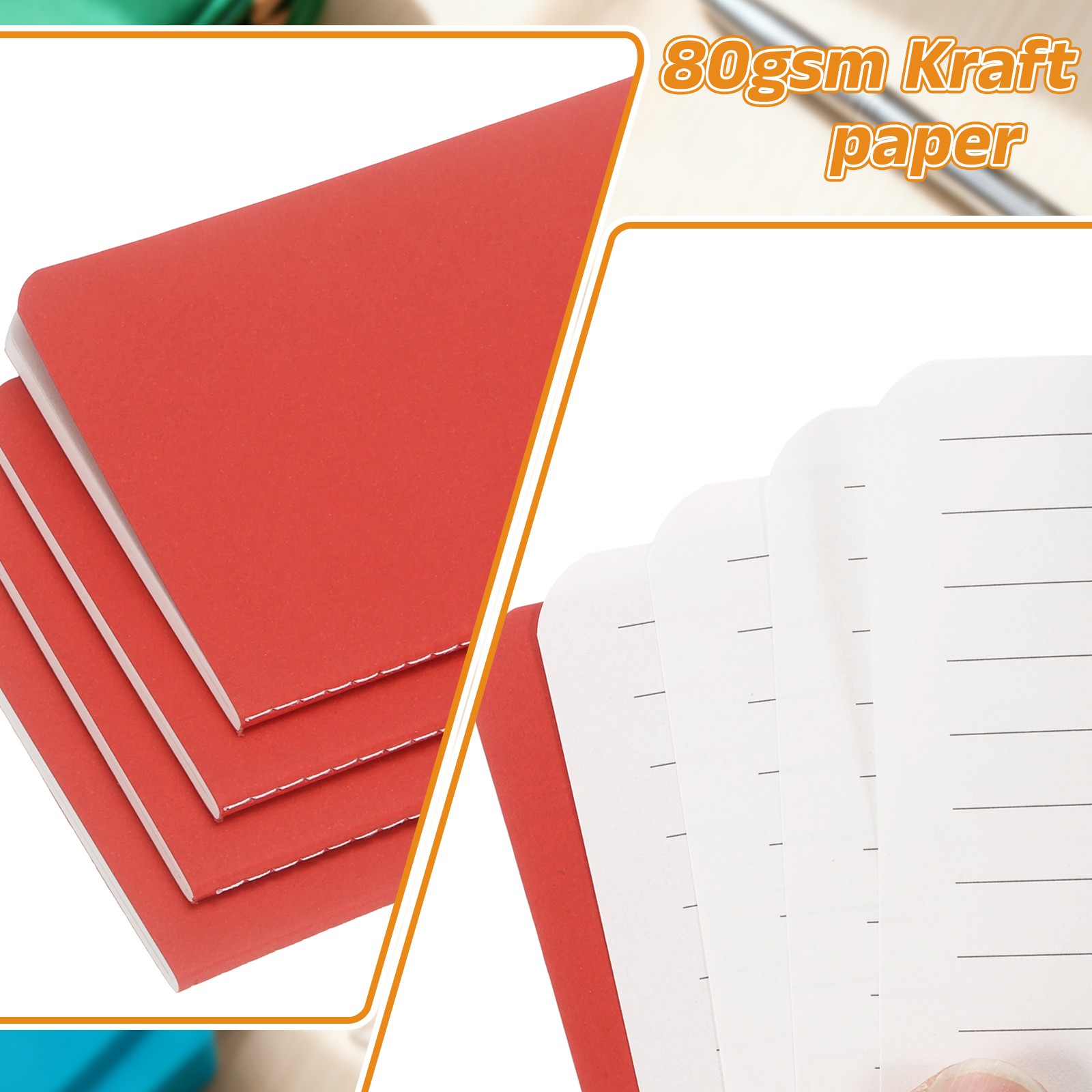 4 Pack A6 Notebook, A6 Journal Mini Notebook Pocket Kraft,Red