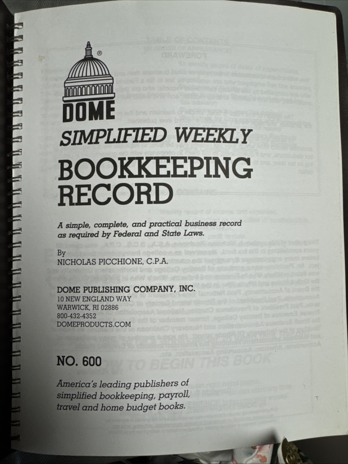 Dome DOM600 Bookkeeping Record Book Weekly 128 Pages 9 x11 Inches, Brown