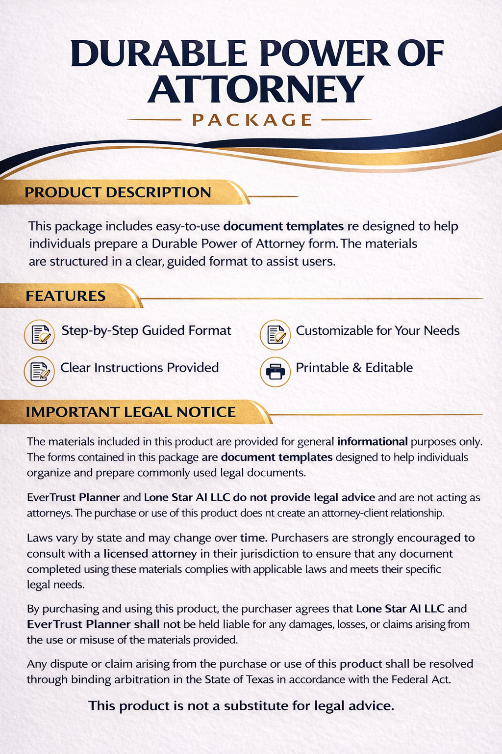 EMAILED Durable Power of Attorney Form