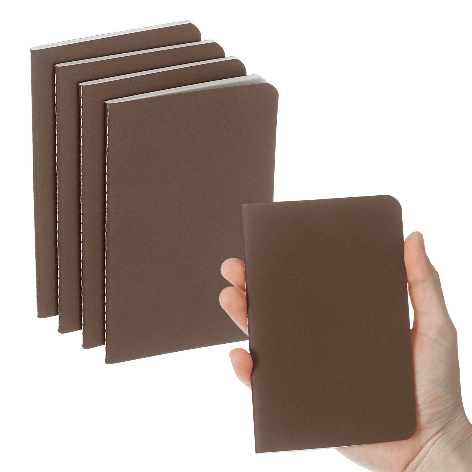 4 Pack A6 Notebook, A6 Journal Mini Notebook Pocket Kraft,Brown