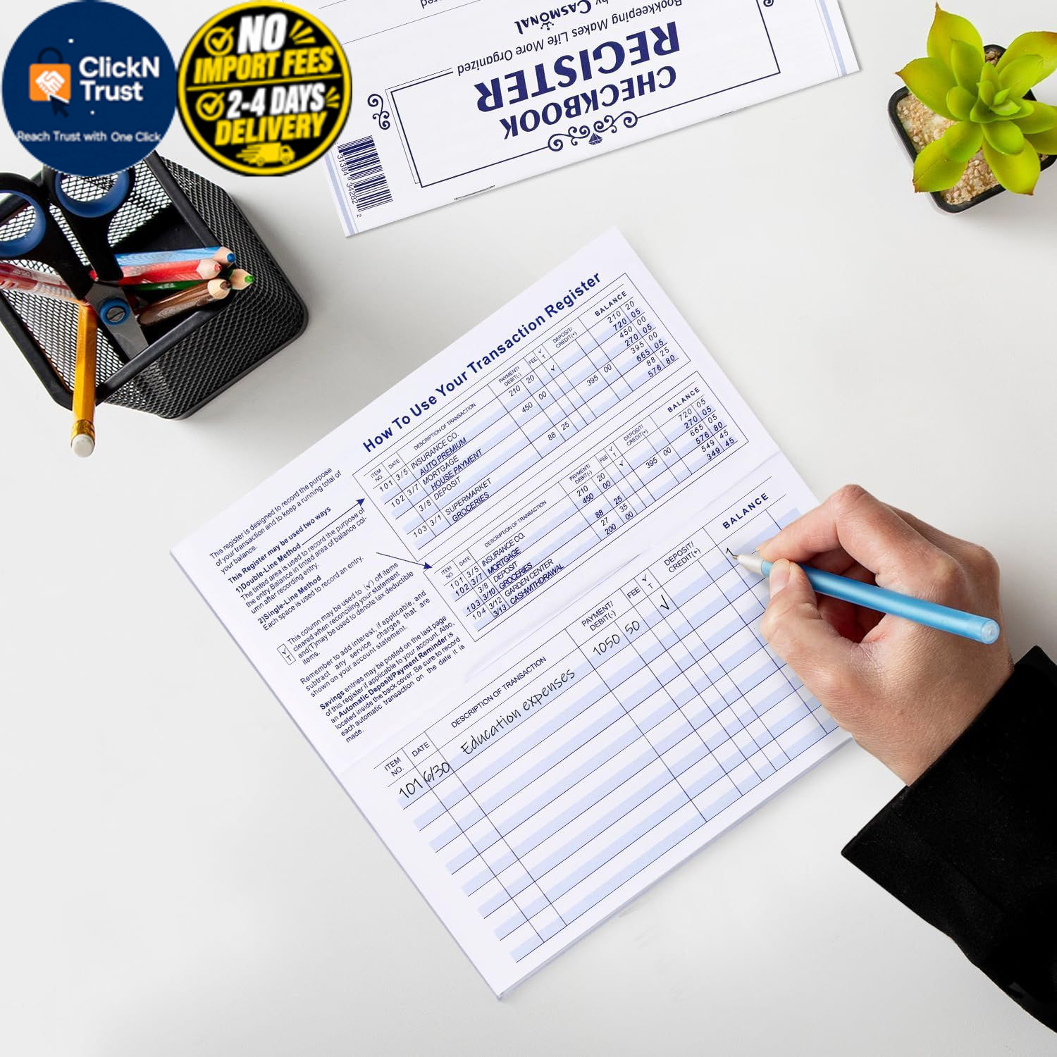 20 Pack Checkbook Register, Check Registers for Personal, Blank Ledger 20PCS