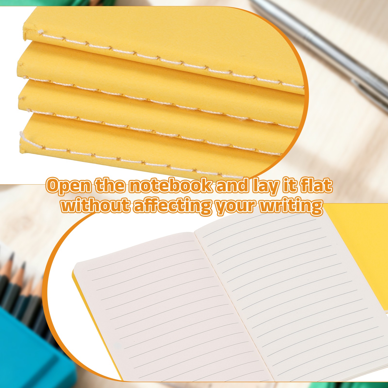 4 Pack A6 Notebook, A6 Journal Mini Notebook Pocket Kraft,Gold