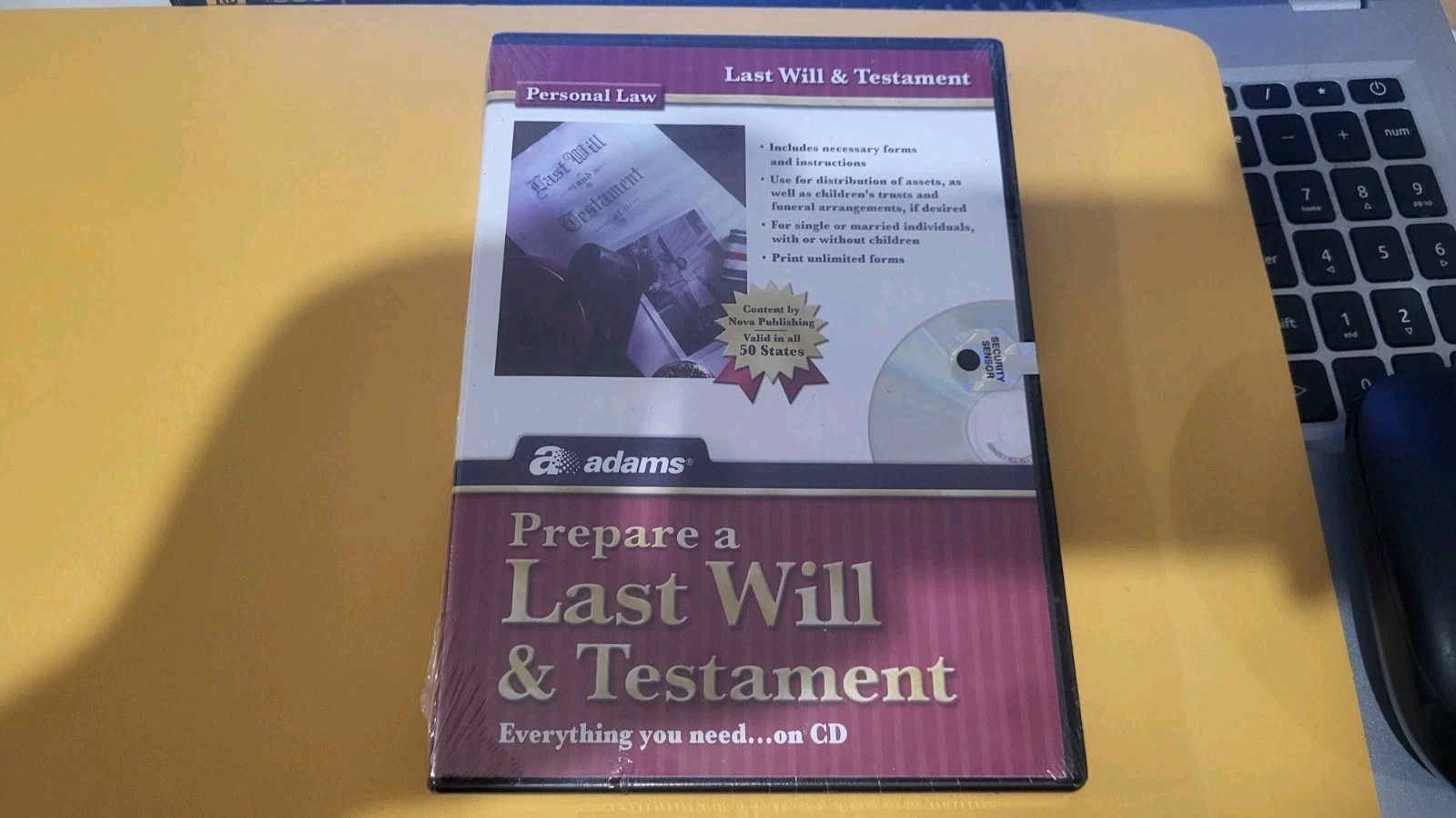 Last Will and Testament Software CD Forms Adams NEW SEALED PERSONAL LAW