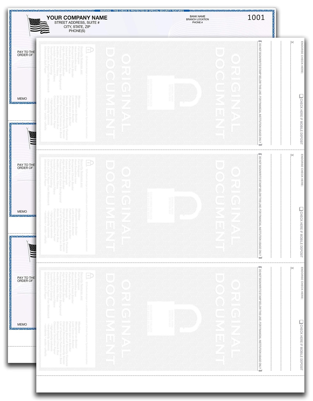 3 Checks Per Page Hologram High Security Laser Check Stock | 150 Sheets/450 C…