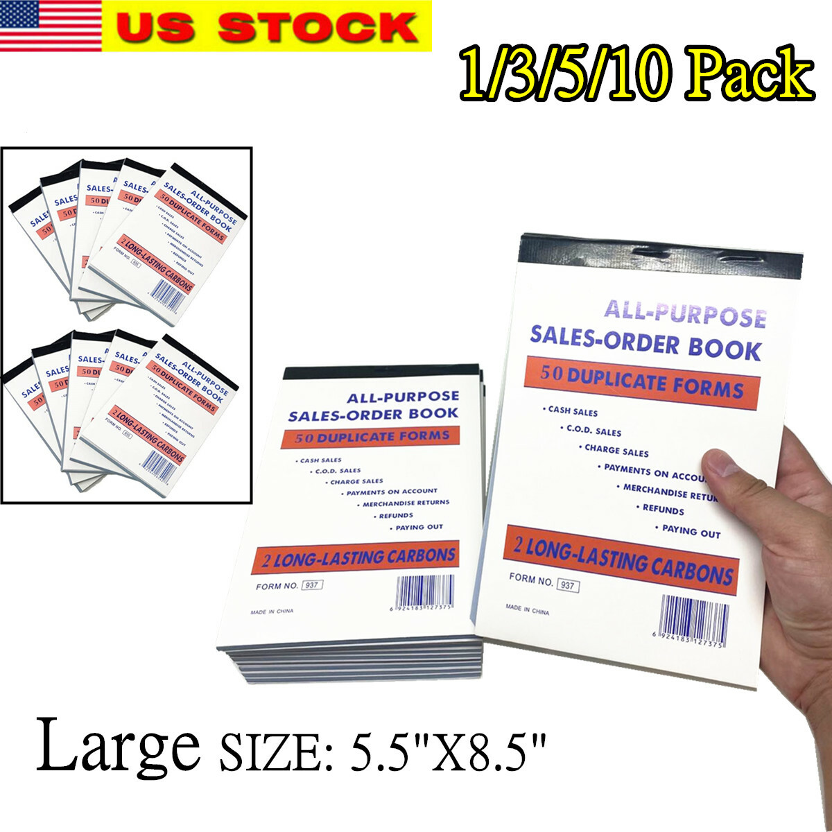 Large 50 Set Sales Book Order Receipt Invoice Carbonless Copy 5.5″ X 8.5″