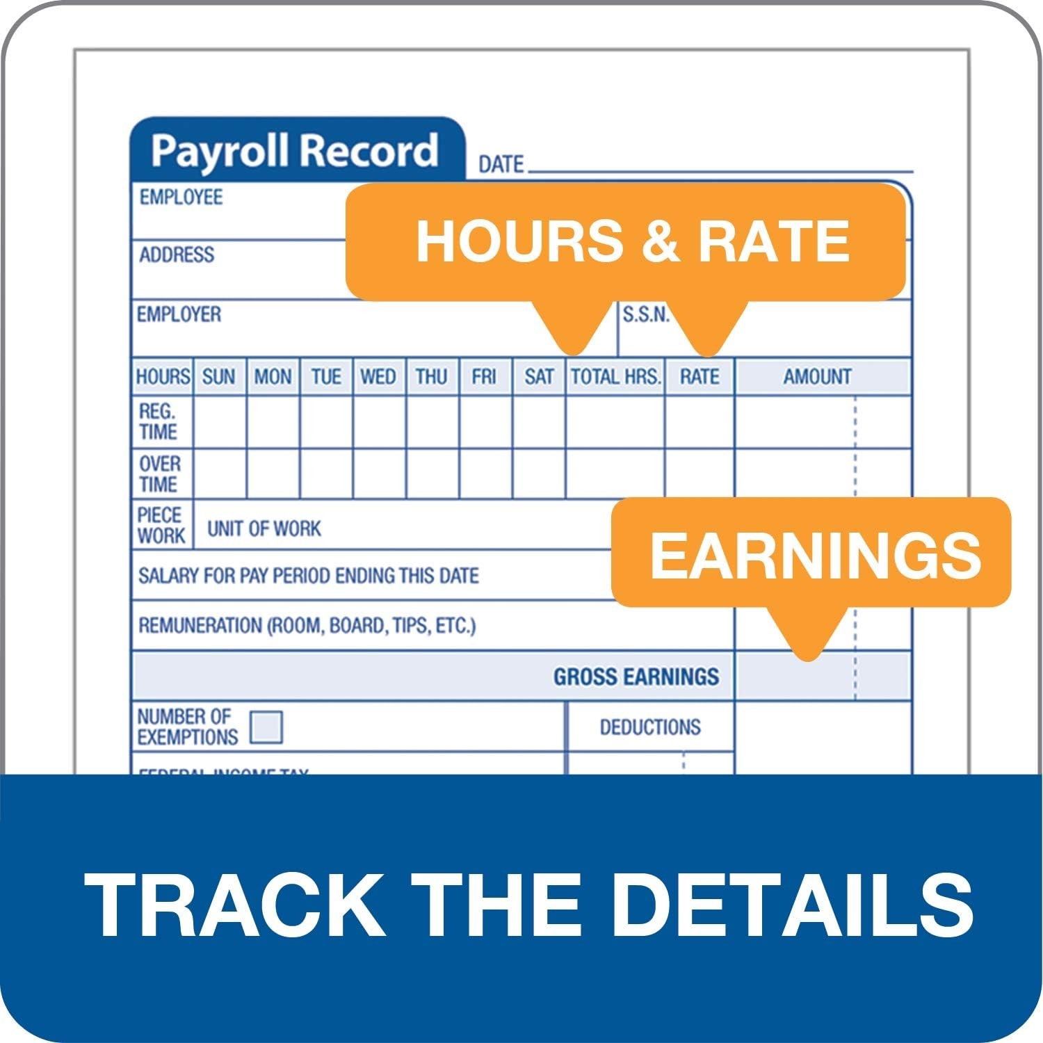 Two-Part Payroll Record Book – 55 Sets, Clear Documentation – 4.19 x 7.19 Inches