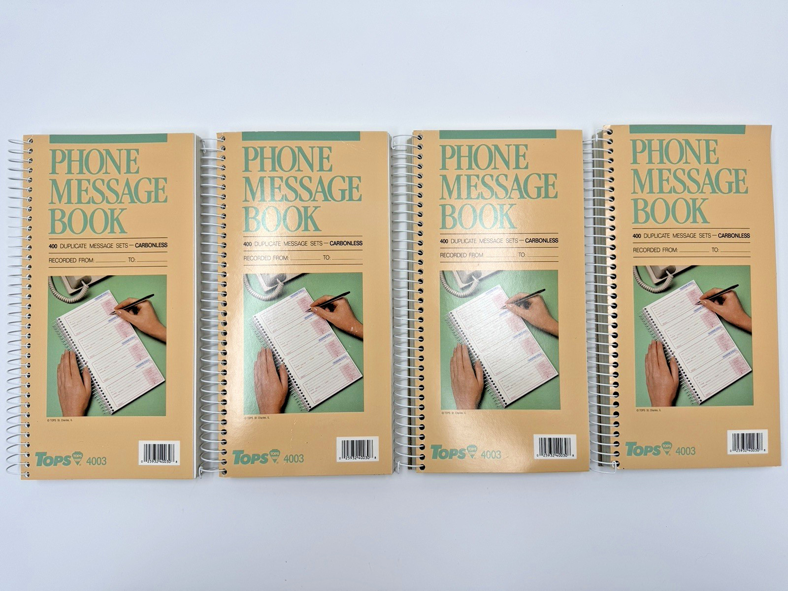 Lot of 4 NEW Vintage Tops 4003 PHONE MESSAGE BOOKS Duplicate Carbonless Form NOS