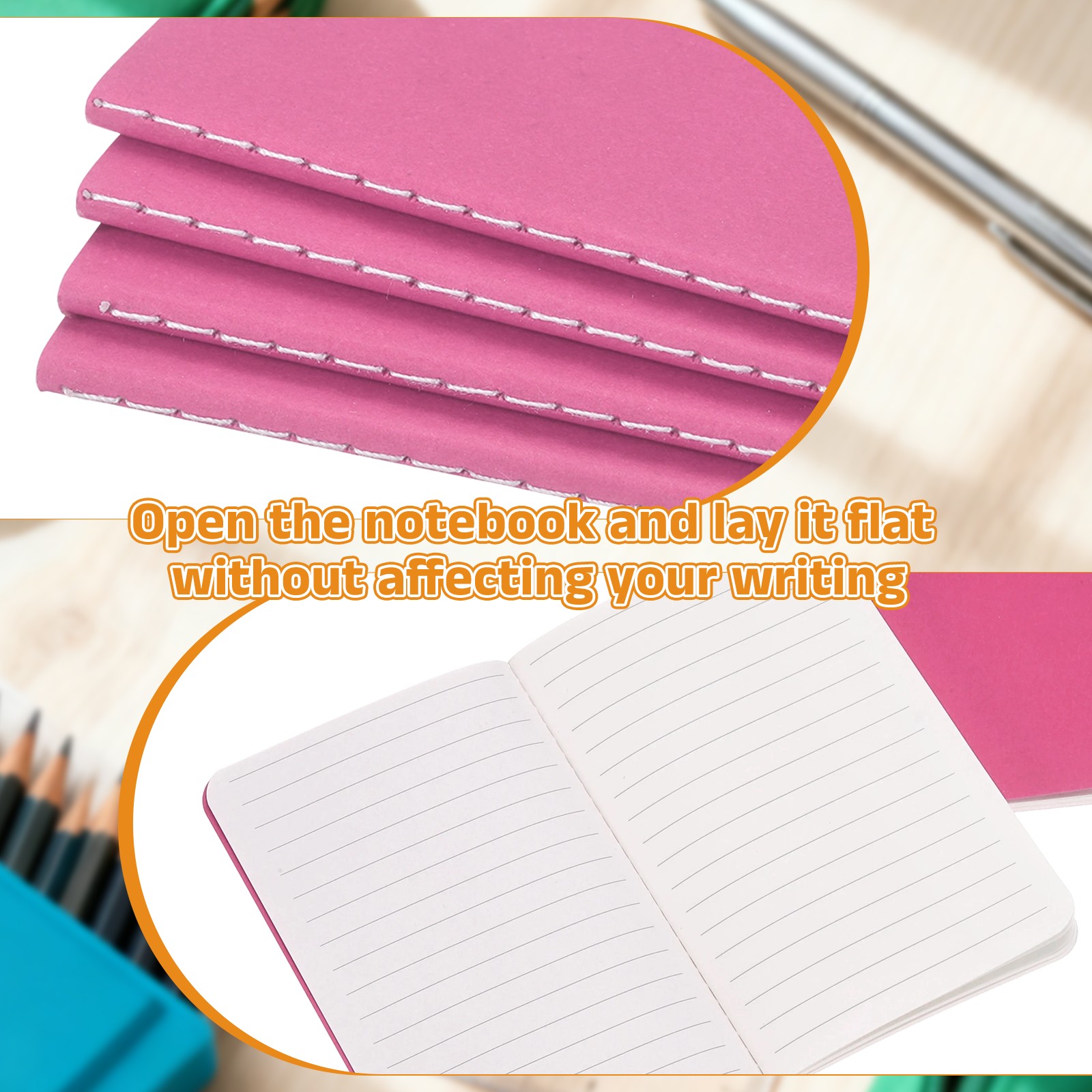 6 Pack A6 Notebook, A6 Journal Mini Notebook Pocket Kraft,Hot Pink