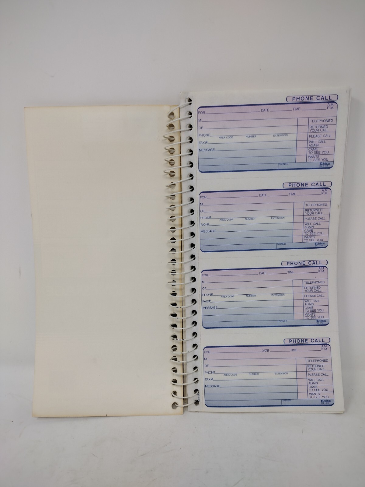 VTG 1993 Adams Phone Message Book, 2-Part Carbonless SC1154 New