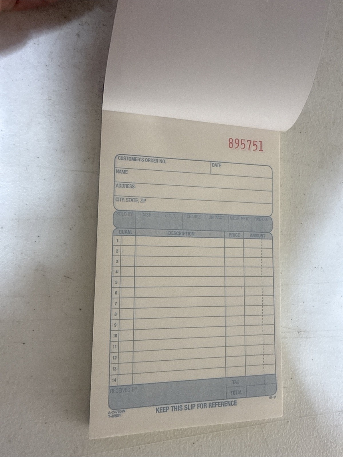 ADAMS General Purpose Sales Order with carbon 50 sets 4 3/16″ X 7 3/16″ not used
