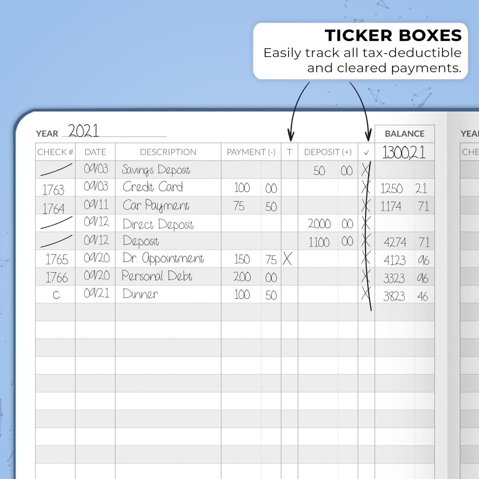 Skyline Check Register – Accounting Ledger Log Book for Income & Expenses